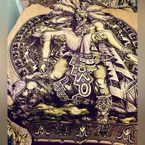 WOVEN AZTEC MAYAN BLANKET WALL HANGING WARRIOR PRINCESS AMOR ETERNO ETERNAL LOVE